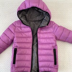 Roots Reversible Lightweight puffer, Purple, girls 5 T